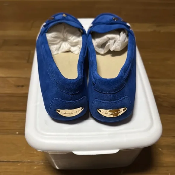 Michael Kors Blue Suede Flats with Bow Detail - Picture 3 of 4